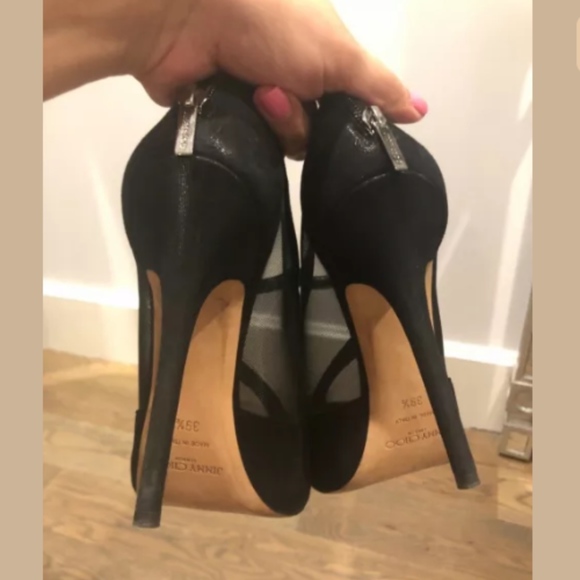 Jimmy Choo Mesh and Suede Marble Peep toe booties - Picture 6 of 8